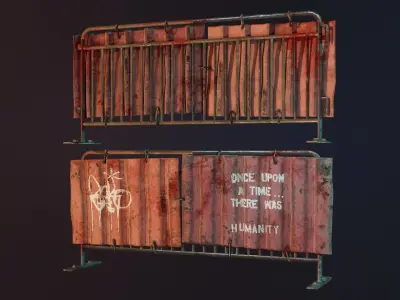 Metal Barrier Low-poly 3D model
