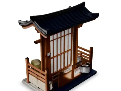 Stylized LowPoly Japanese Gate Low-poly 3D model