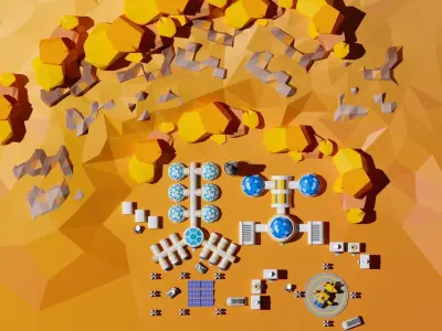 Mars Station Low-poly 3D model