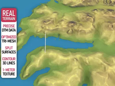 Vladivostok - Topography Terrain Low-poly 3D model