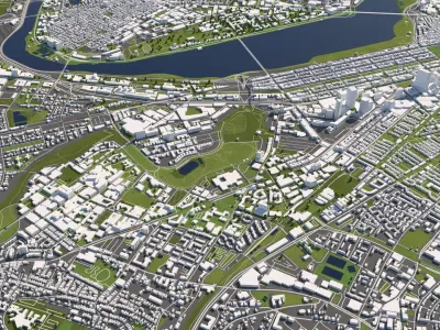 Boston 50x50km 3D City Map 3D model