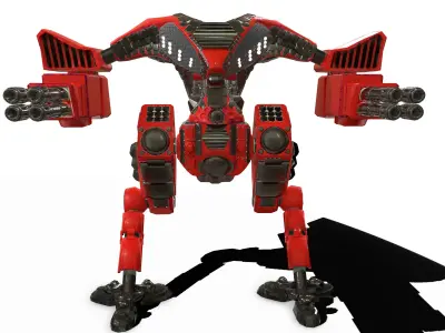 Battle mech low poly  Low-poly 3D model