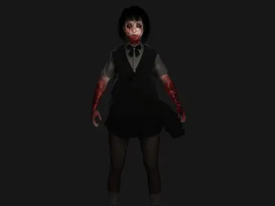 AAA 3D REALISTIC ASIAN GHOST CHARACTER - JAPANESE KIDS GHOST Low-poly 3D model