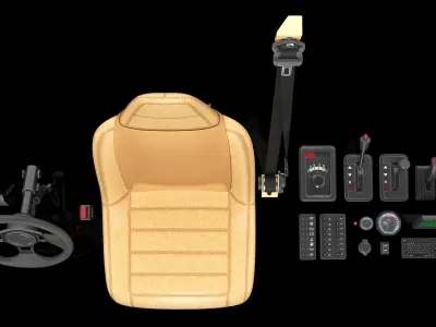  Car Interior Elements Asset PBR 