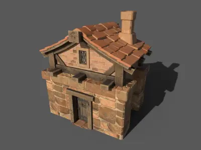 Stylized Cartoony Medieval House Low-poly 3D model
