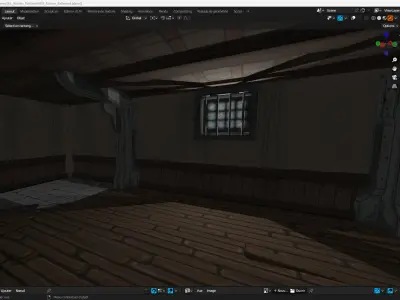 Hand Painted Old Building KitBash Low-poly 3D model