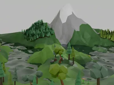 Pine forest low poly Low-poly 3D model