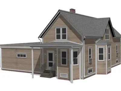 Wooden House Low-poly 3D model 13