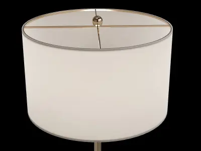 Glass Table Built-In Gold Floor Lamp 3D model