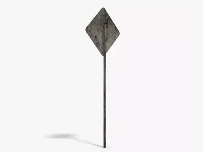 Damaged Cattle Warning Sign Low-poly 3D model