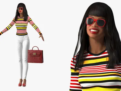 Fashionable Style Teenage Light Skin Black Girl Rigged for Maya 3D model