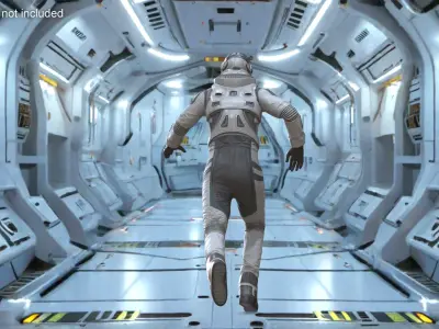  Running Futuristic Astronaut with Visor 