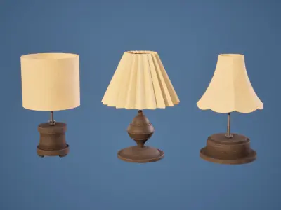 Lampu Meja Traditional Wooden Table Lamp 3D model