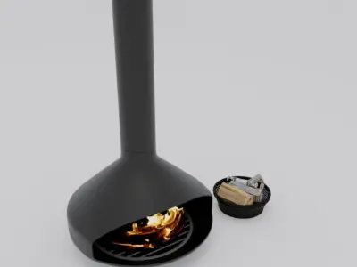 Fireplace and wood model 6 3D 3D model