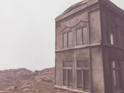 Old mossy Building  Low-poly 3D model