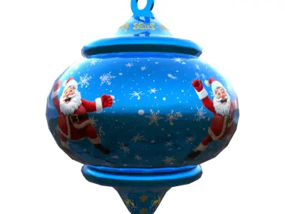 Charming Santa Holiday Blue Bauble 3D Model  PBR Subdivision Low-poly 3D model