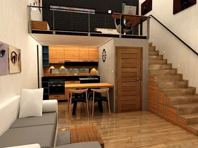 modern-contemporary micro house on 22 m2  Low-poly 3D model