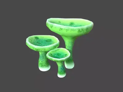 Fantasy Mushroom J04 Green - Scene Backdrop Design Low-poly 3D model