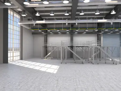 Industrial Warehouse Low-poly 3D model 2