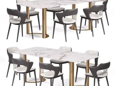 SKY Chair Dining Table Gold Rectangular 3D model