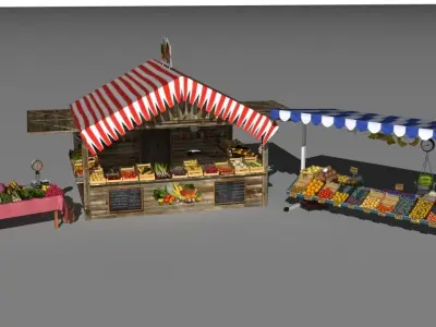 3 market stands 3D model