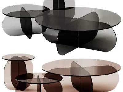 Nor Clear Glass Coffee Tables by Sebastian Scherer 3D model