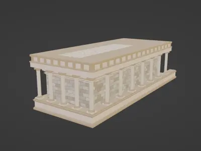 Temple lowpoly with columns and steps Low-poly 3D model