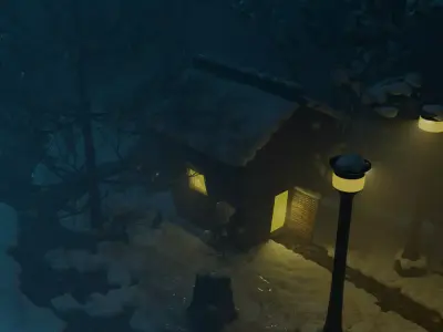 Cozy Winter Cabin - Low Poly Environment Scene Low-poly 3D model