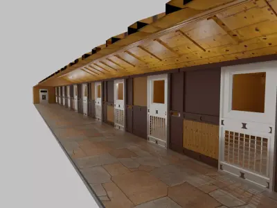 Horse Stable Low-poly 3D model