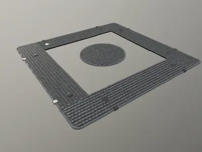 Pedestrian Sidewalk and Curbs Kit Low-poly 3D model