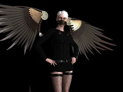 Steampunk Aviator Low-poly 3D model