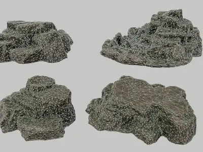 Rock Set Low-poly 3D model 8