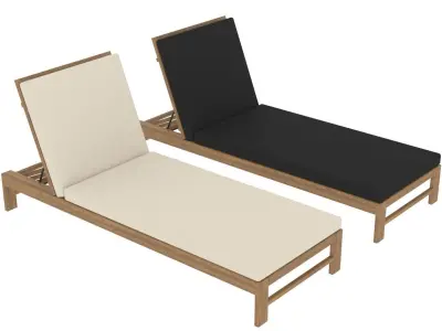 two sun loungers with adjustable back Low-poly 3D model