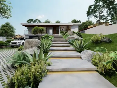 3D Exterior Scene 3D model design garden and landscape 3D model 3D model