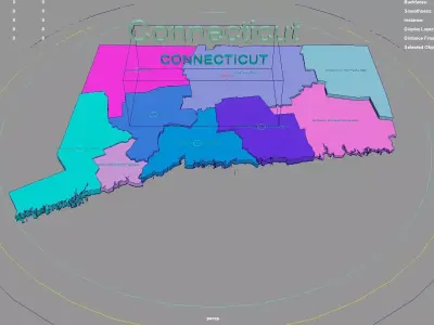 Connecticut  United States USA map region 3D model geography 3D model