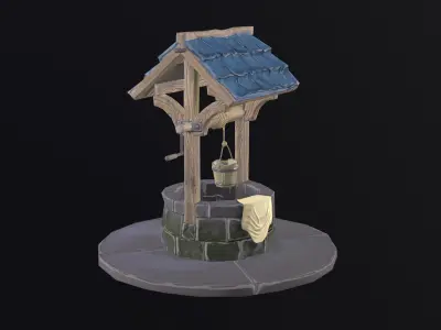 Stone well Low-poly 3D model