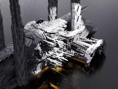 Sunken Fusion Core Towers Kitbash 3D model