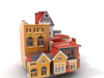 Vintage Townhouse Collection model pack Low-poly 3D model