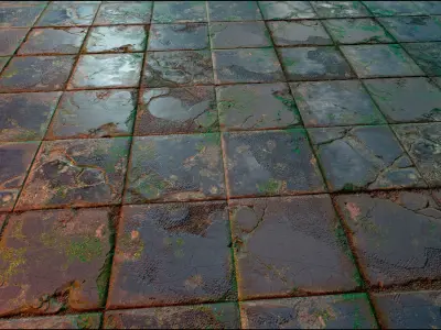 Old Floor Tiles - PBR materials Texture Texture