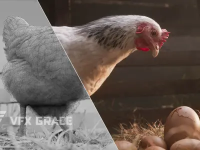 White Hen Animated VFX Grace 3D model