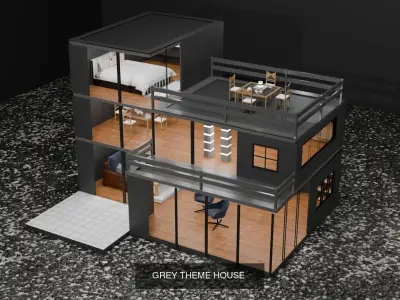 All in One House 3D Models Interior  Exterior Showcase 3D Model Pack