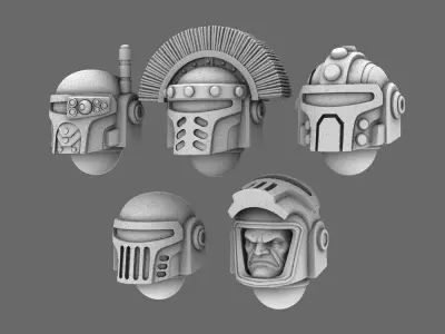 Space Knights V2 Metal Storm Style Helmets 3D print model