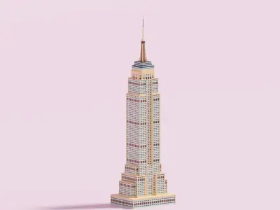Cartoon Empire State Building New York B 3D model