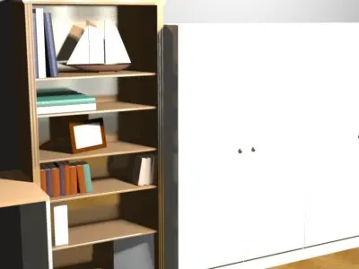 House hallway with two doors and couch 3D model
