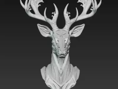 Nobility of Nature Ornamental Art Deco Deer Bust 3D model