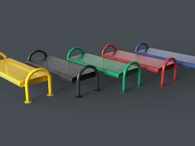 Metal Modern Bench 5 PBR Game Ready Low-poly 3D model