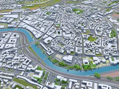 Saarbrucken Germany 40km Low-poly 3D model