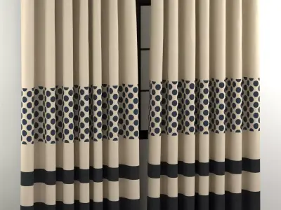 Curtain pair of curtains with stripes 3D model