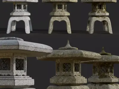  Stone lantern - Yukimidoro 3D model
