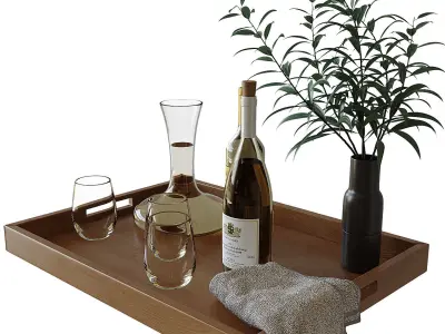Decorative Set On A Tray 3D model